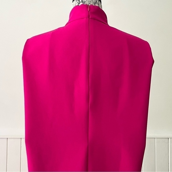 Zara Neon Fuchsia High Collar Shoulder Pads Sleeveless Mini Dress Size S - Picture 11 of 16